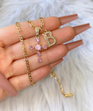 Pink Raindrop Cross & Initial