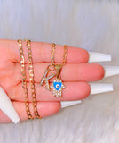 Hamsa Eye And Initial Necklace