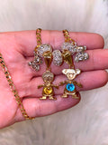 Birthstone Kids And Silver Teddy Necklace (1 To 2 Kids)