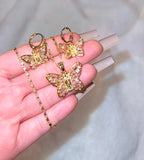 Pink Mariposa De María Set (Thin Link Chain)