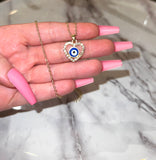 Red Or Blue Heart Eye Necklace