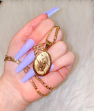 Oval Mother Mary With Initial