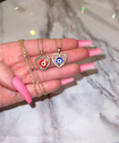 Red Or Blue Heart Eye Necklace