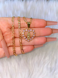 Pink Icy Mary Heart Necklace