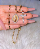 Diamond Inspired Cross & Mary