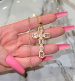 Geo Cross (Pink/Rolo Chain)