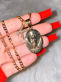 Oval Diamond Cut Saint Jude Necklace With Initial
