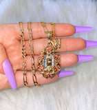 La Rosa De Guadalupe With Dainty Initial (Tricolor Gold)