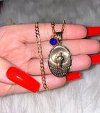 Oval Saint Jude & Birthstone Necklace