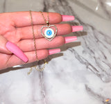 Halo Heart Eye Necklace (Rolo Chain)