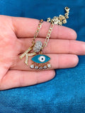 Bling Eye & Initial Necklace (Turquoise)