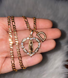 Bling Mary Heart With Initial