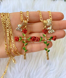 Red Rose & Teddy Cross