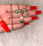Icy Birthstone And Initial Kids With Green Eyes