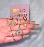 Round Baguette Mary Set (Figaro Chain)