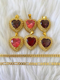 Large Icy Heart Necklace In Multiple Colors