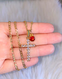 Diamond Inspired Cross With Birthstone