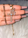 Dynasty Cross & Initial (Figaro Chain)