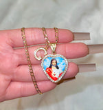 Diamond Image Of Jesus With Initial (Sky Blue)