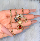 Teddy, Birthstone, And Initial Combo (Bicolor)