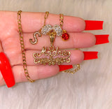 Gold Madre With Initial & Birthstone (1 To 3)