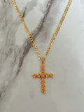 Pink Star Cross (Figaro Chain)