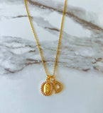 Pink Diamond Mary Necklace With Initial (Rolo Chain)