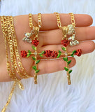 Red Rose & Teddy Cross
