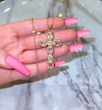 Geo Cross (Pink/Rolo Chain)