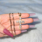 Oval Cross (Figaro Chain)