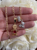 Birthstone Kids And Silver Teddy Necklace (1 To 2 Kids)