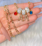 1 To 5 Birthstone And Icy Initial Necklace