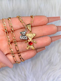 Birthstone Kid And Silver Teddy Necklace (1 Kid)