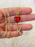 Custom Birthstone Heart & Initial Necklace
