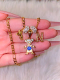 Icy Birthstone And Initial Kids Teddy Come Combo(1 Or 2 Kids)