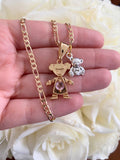 Birthstone Kid And Silver Teddy Necklace (1 Kid)