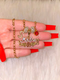 Tricolor Madre With Initial & Birthstone (1 To 3)