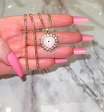 Bling Eye Heart (Pink/Figaro Chain)