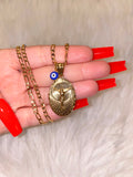 Oval Jesus & Eye Necklace