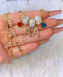 1 To 5 Birthstone And Icy Initial Necklace