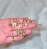 Pink Mariposa De María Set (Figaro Chain)