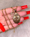Oval Diamond Cut Jesus Necklace With Initial
