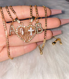 Icy Breakable Religious Heart With 2 Letters