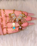 Icy Birthstone And Initial Kids Teddy Come Combo(1 Or 2 Kids)