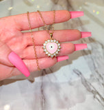 Bling Eye Heart (Pink/Rolo Chain)