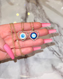 Halo Heart Eye Necklace (Rolo Chain)