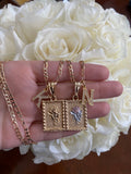 Framed Rose And Initial Necklace