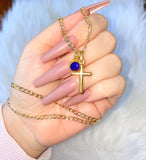 Dainty Classic Cross With Birthstone