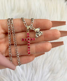 Red Cross & Teddy Necklace