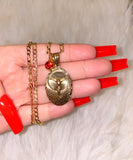 Oval Jesus & Birthstone Necklace